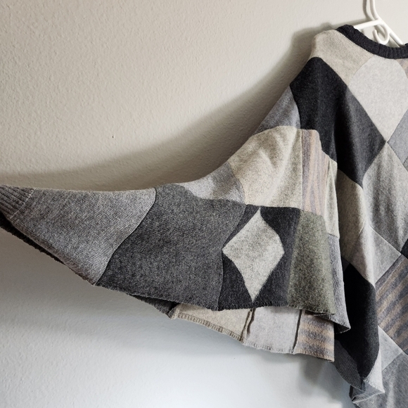 Eddie Bauer Vintage Womens Patchwork Wool Cashmere Sweater Poncho-OSFM - Picture 6 of 6
